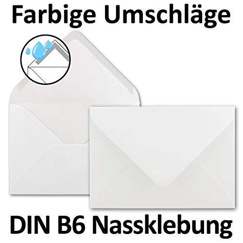 25 x DIN B6 folding cards set with envelopes in bright white, 120 x 170 mm, including white insert paper, ideal for invitation cards, wedding, christening, communion, confirmation