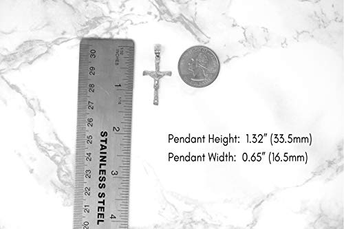 White Gold Jesus on the Cross Crucifix Textured Pendant2
