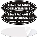 Please Leave Packages and Deliveries in Box Sign, (2 PACK) Self-adhesive Leave Packages in Box Sign, 7 x 3 Inch Delivery Signs for Packages Indoor Outdoor Home Use (Black White)