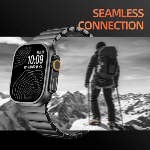Image of Morofy Titanium Silicone Dual-Layer Link Bands Compatible with Apple Watch Band Ultra 3 /2 /1 49mm 46mm 45mm 44mm Men Women Magnetic Clasp Metal Strap for iwatch Series 11 10 9 8 7 6 5 4 SE (Black|Black)