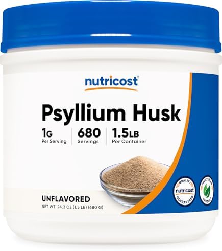 Nutricost Psyllium Husk Powder (1.5 Pounds) - GMO-Free, Gluten-Fr...