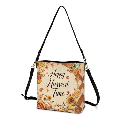 Image of HUGS IDEA Boho Bags for Women Leather Handbag Shoulder Bucket Crossbody Purse
