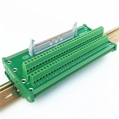 Image of IDC-64 DIN Rail Mounted Interface Module 2x32 Pins 0.1 inch Male Header Breakout Board, Terminal Block, Connector.