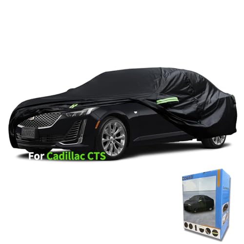 Image of Custom-Fit for Cadillac Car Cover, Automobiles All Weather Waterproof, Car Cover All Weather Snowproof UV Protection Windproof Outdoor Full car Cover (for Cadillac CTS)