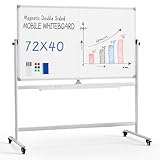 Rolling Whiteboard, 72'x40' White Board with Stands Movable Dry Erase Board on Wheels, Large Double Sided Standing Whiteboard for Office School Classroom Presentation Supplies, Pearl White