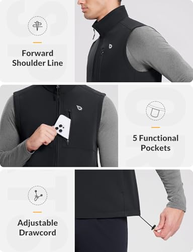 Baleaf Men'S Golf Vest Fleece Lined Softshell Sleeveless Jacket Water Resistant Cold Weather Running Gear Winter Pockets Black Xl thumb #4
