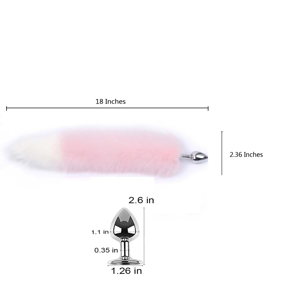 Ooiixx Butt Plug Fox Tail Cosplay Anal Plug Anal Butt Plug Adult Sex Toys for Beginner Women Men Couple (18" Black-1): 18"Pink Full Kit