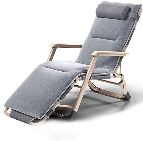 XYSoeMY Foldable Outdoor Garden Sunloungers Zero Gravity Chair Adjustable Padded Seat Outdoor Lounge Reclining Patio Chair with Contour Pillow Garden Chairs (Color : Gray, Size : One size)