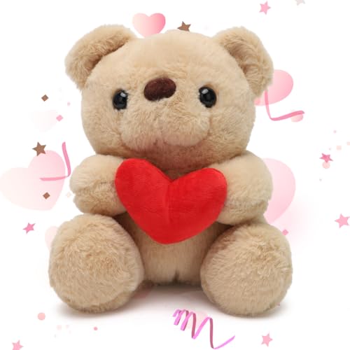 Stofftier Teddy, Süßes Stofftier Spielzeug Teddy mit Liebe Kuscheltier Spielzeug Dekozimmer Kissen Plüschtier Bär Kuscheltiere Geschenk für Valentinstag, Freundin, Ehefrau, Mädchen Geburtstag