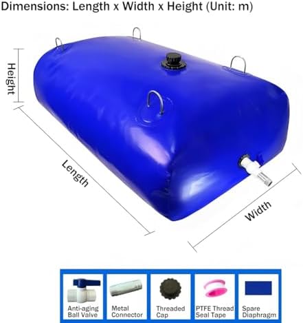 Portable Water Bladder Tank with Metal Handle - 240L (63gal) Foldable Rainwater Storage Bag, Emergency Water Container for Camping & Firefighting - Durable Soft Water Bag image 2