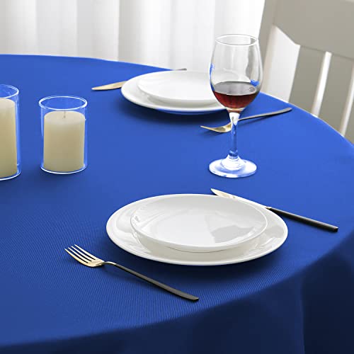 Romanstile Nappe ronde imperméable, résistante aux taches, lavable, sans plis en polyester pour table, couvre-tables pour cuisine, salle à manger, fête, mariage, intérieur et extérieur - Bleu, 122 cm