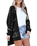 Dellytop Women's Long Batwing Sleeve Open Front Crochet Hollow Out Lightweight Oversized Knit...