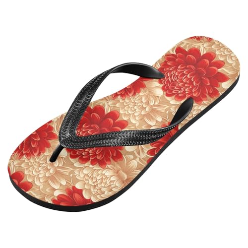 Elegant Chinese Floral Flip Flop Sandal for Women Men, Casual Beach Slippers Indoor Outdoor XS2