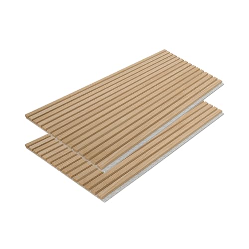 Walleu - Pack de Paneles Acústicos Decorativos 120x60 cm (Roble Natural con Fieltro Gris, Pack de 2)