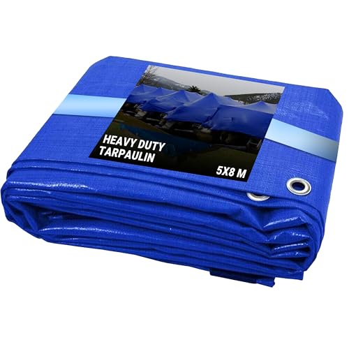 My Garden Waterproof Tarpaulin Heavy Duty Trap Sheet Cover With Reinforced Grommets Multipurpose Groundsheet Blue Tarps Cover Polyethylene Sheeting Ideal For Camping Outdoor Garden