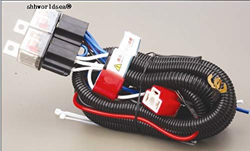 High Powerful 12V 2 Lamps H4 9003 Headlight Ceramic Fused Relay car Wiring Harness Headlight Relay Kits auto Headlight Booster - (Color Name: 1pcs)