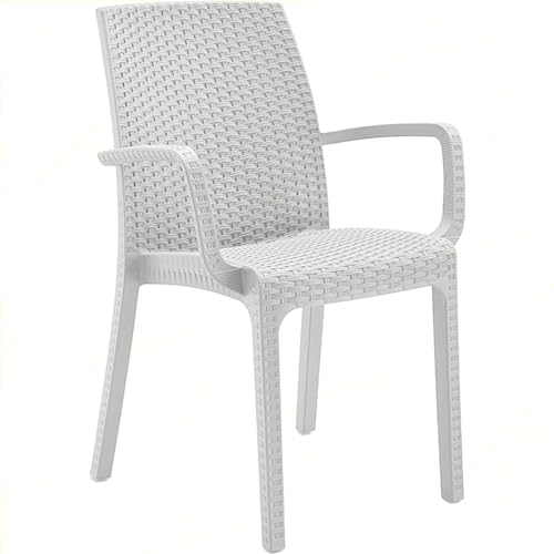 Sicignano Indischer Sessel, weiß, Kunststoff, Rattan, 59 x 57 x 86 cm...