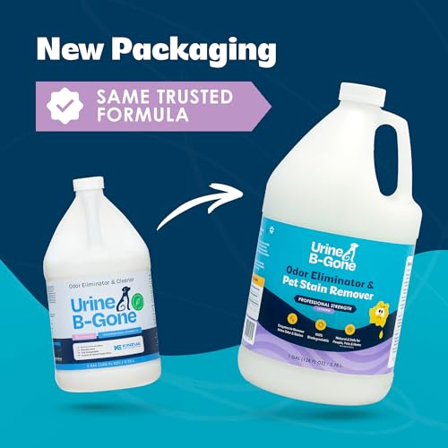 Image of Urine B-Gone, Professional Enzyme Odor Eliminator & Pet Stain Remover, Human, Cat & Dog Urine Cleaner, Effective on Laundry, Carpets & More, Lavender Scent, 1 Gallon (Pack of 2)