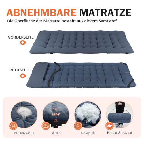 ATORPOK SHOP Campingbett feldbett klappbar, Faltbar Gästebett bis 200 kg für,mit Seitentasche, tragbares Campingliege,Outdoor, Garten, Reisen, Camping, Indoor (Blau)