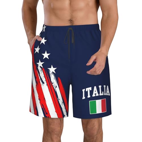 Italia Italy Italian Flag Mens Swim Trunks Quick Dry Mens Swimsuit,Swim Shorts Summer Beach Shorts with Pockets