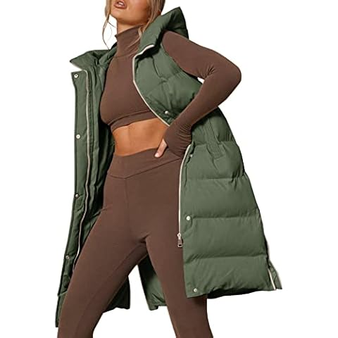 Inorin Womens Down Vest with Stand Collar Thick Hooded Sleeveless Long Coats Jacket Cover