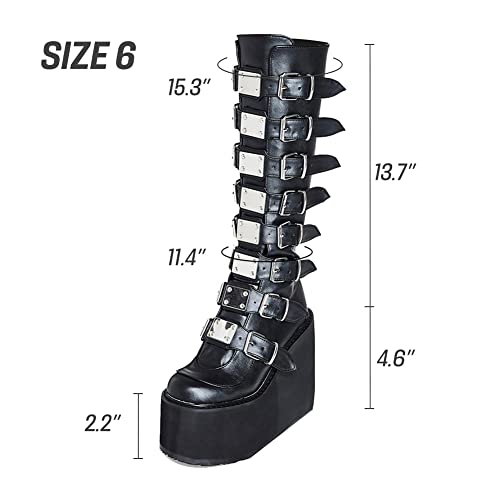 Vimisaoi Mid Calf Boots For Women, Zip High Heel Combat Wedge Goth Punk Platform Boots #TOP5