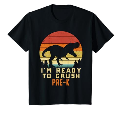 Kids Ready To Crush Pre K TRex Dinosaur First Day Of Prek Boys T-Shirt