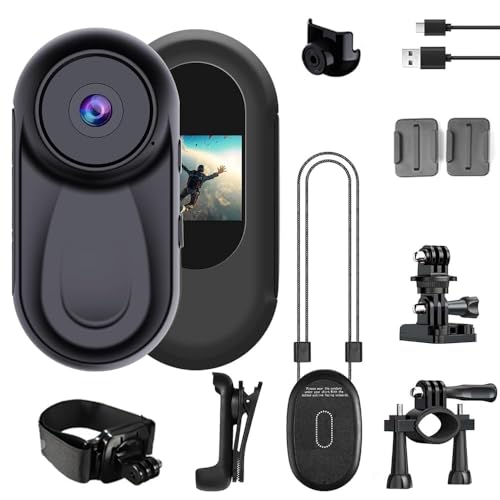7JI Mini Action Camera, 360 Night Vision Action Body Cam 1080P, Thumb Size One-Click Filming Body Camera with 0.85' Wide Angle 120 Screen for Traveling, Pet Walking and Outdoors Activities
