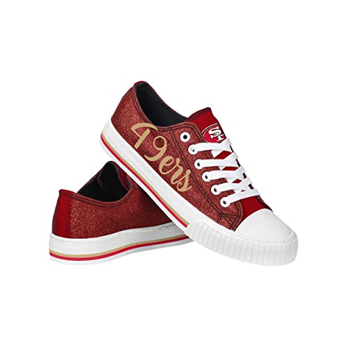 Image of FOCO Womens NFL Team Logo Ladies Fashion Color Glitter Low Top Canvas Sneakers Shoes