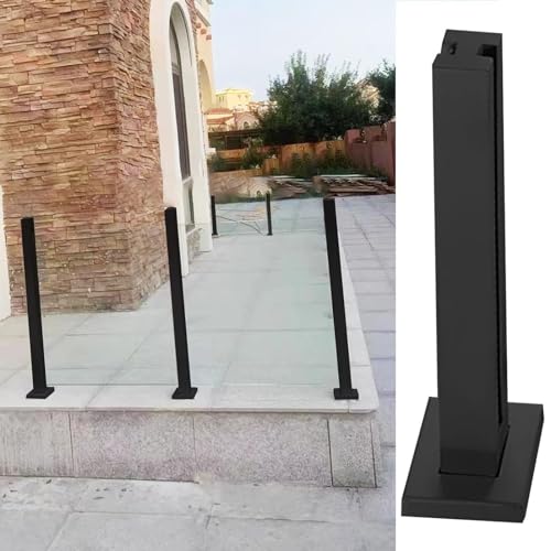 Postes de balaustrada de vidrio negro para patio al aire libre, barandilla de acero inoxidable 304 resistente ajustable con base y tornillos personalizados