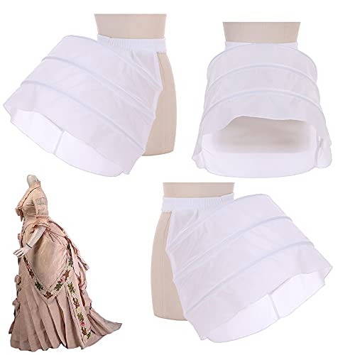Lady Victorian Bustle Rococo Dress Pannier Petticoat Hoop Skirt Party Dress Lining for Women White