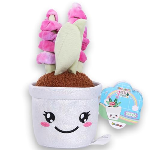 #sbabam Doki Doki 4Ever Green Maxi Jacinto de Peluche Decorativo, jarrón Brillante con Planta Artificial, 26 cm, diseño Kawaii con Parche de la Paz, a Partir de 0 años