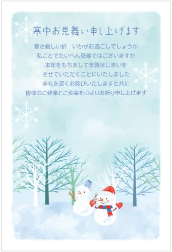 年賀状じまいハガキ 寒中見舞い 10枚 私製はがき【読みやすい文字サイズ】アルファプリントサービス公式〈S-NJ105 冬景色〉 - アルファプリントサービス - 商品画像