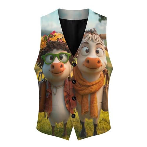 Funny Cows Men's Suit Vests Dress Vest V-Neck Waistcoat Slim Business Formal with Pocket4