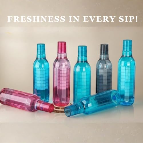 Image of Reusable Water Bottles Durable Plastic Drink Bottles with Secure Caps, Lightweight Leak Resistant Design for School, Office, Gym & Travel, Multi Color Pack (Blue, Pink, Grey) (Pack of 6)