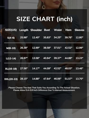 ATHMILE Womens Short Sleeve Tops V Neck Puff Summer Shirts School Teacher Outfits Spring Fall Tunic Fashion Trendy 2026 — view 5