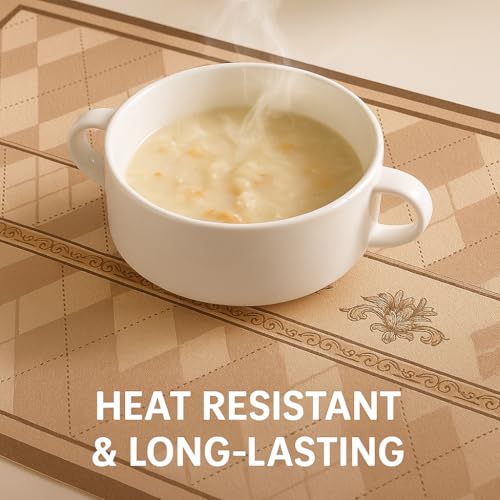 Image of YELONA Leather Dining Table Placemats Set of 2 - Waterproof, Heat Resistant, Anti-Slip, Easy to Clean Table Mats for Dining Table, Kitchen & Home Decor (Dusty Rose, 40 x 30 cm)