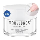 Modelones Acrylic Powder, 1oz/28g Clear Acrylic Powder Professional Acrylic Nail Powder for Nail Extension French Nail Art 3D Flowers, Nail Carving, Beginner-Friendly, and No Nail Lamp Needed