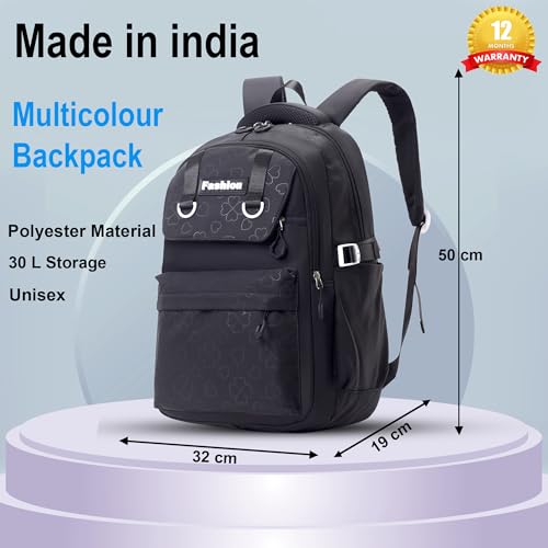 Image of Tinytot 30 Litre, Stylish & Trendy Water Resistant Hi Storage School Collage Travel Laptop Backpack Bag for Boys, Girls, Mens & Womens, 20 Inches (Black)