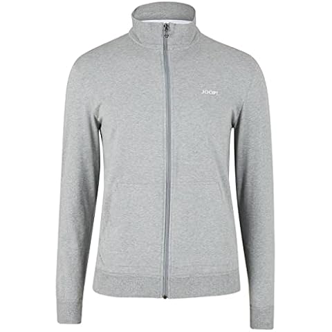 JOOP! Men's Jersey Jacket - Homewear, Stand-Up Collar, Long Sleeves, Stretch Cotton, Plain, gray, Small Cover