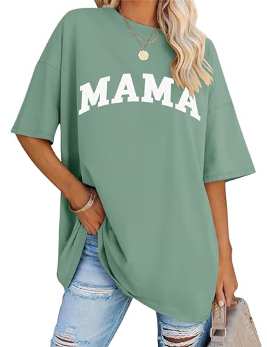 LOMON Oversized T Shirts for Women Short Sleeve Crewneck Summer Tops Loose Casual Mama Shirts Basic Tee