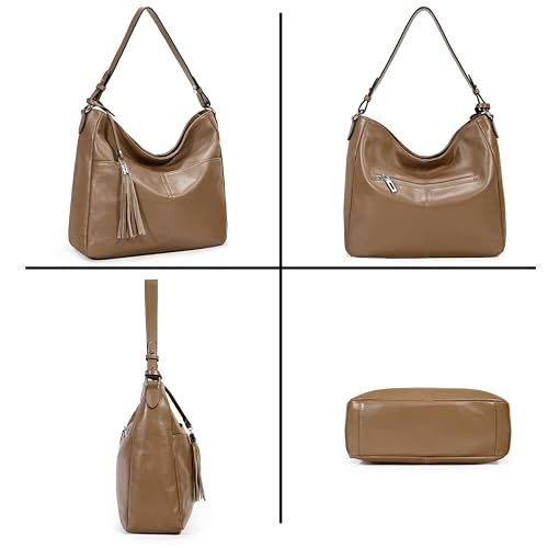 Image of YALUXE Women's Real Leather Shoulder Bag Hobo Handbag Purse Crossbody Bag