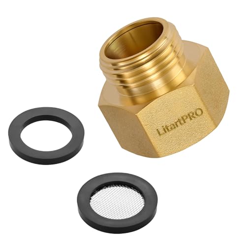 LF Brass 3/4 GHT Male to 1NPT Female Garden Hose Adapter Heavy Duty Male to Female Hose Connector 3/4 to 1 Inch Water Hose Fitting for Irrigation Outdoor Faucet and Pump