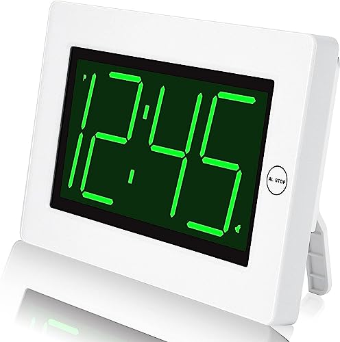 KWANWA Reloj Despertador,Reloj Digital Que Funciona con Pilas con Pantalla LED Grande,Brillo Ajustable,despertadores para Viajes/Pared/Escritorio/niños