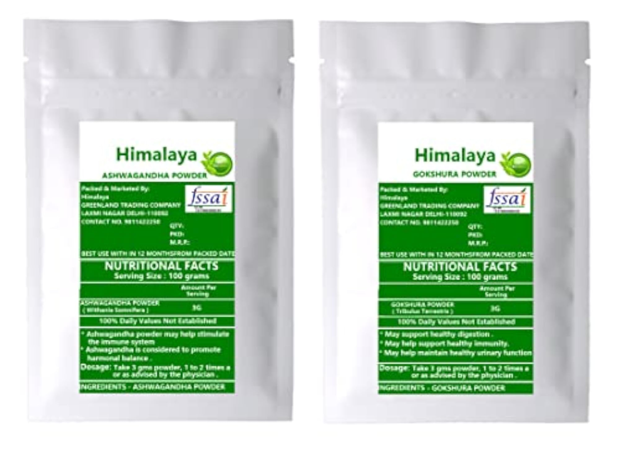 Ashwagandha Powder & Gokshura Powder 100g Each