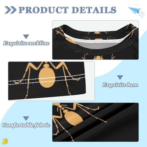 Kids Swimsuit Black Ant Funny Cartoon Sunscreen T-Shirts Swimwear Sets UPF 50+3