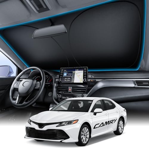 Wigoo for Toyota Camry Windshield Sunshade [OEM Design 100% Sun Blockage] Foldable Heat Insulation Sun Shade with Storage Bag for Toyota Camry 2018-2026 Silver Coating