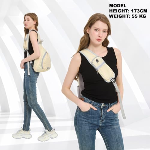 Bolso cruzado antirrobo ligero beige para mujer y hombre miniatura 6