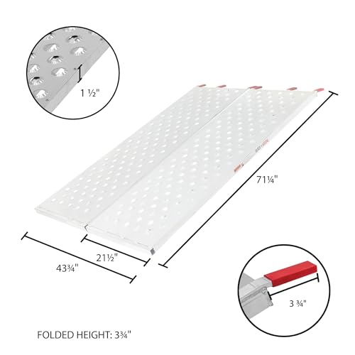 Image of ATV Ramp for Pickup Truck, 6' x 44 inch, Trailer Loading Ramp, 1,500 lb, Folding, Aluminum, Black Widow