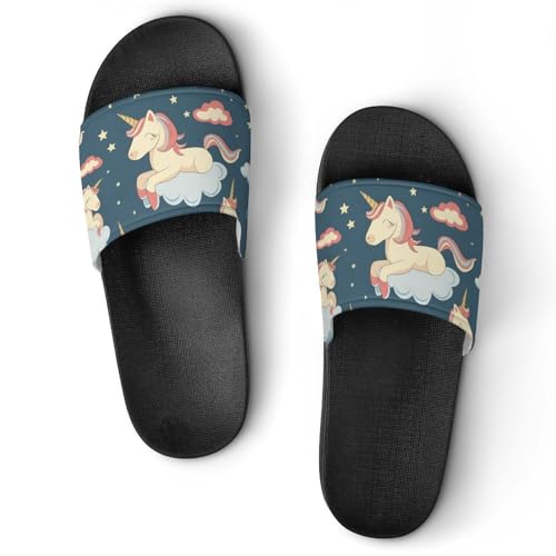 Claquettes unisexe pantoufles de bain licorne à semelle souple